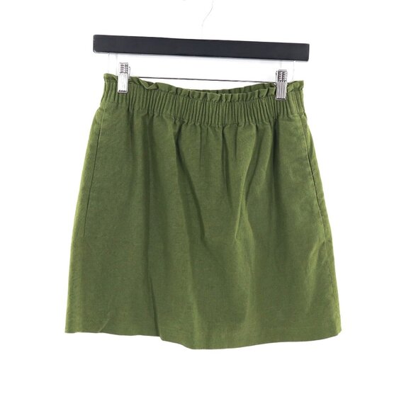 J.Crew Linen Pull On Skirt Womens 0 Green Vacation Cruise Forest Resort Goblin - Picture 1 of 13